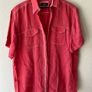 Bugatchi UOMO Red Casual Button Down Men’s Shirt, Classic Fit